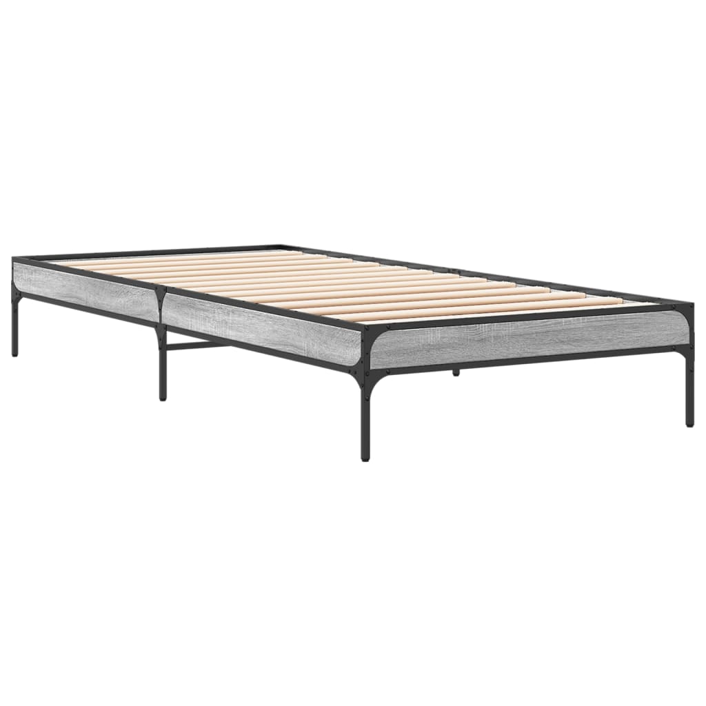 Bed Frame without Mattress Grey Sonoma 75x190 cm Small Single